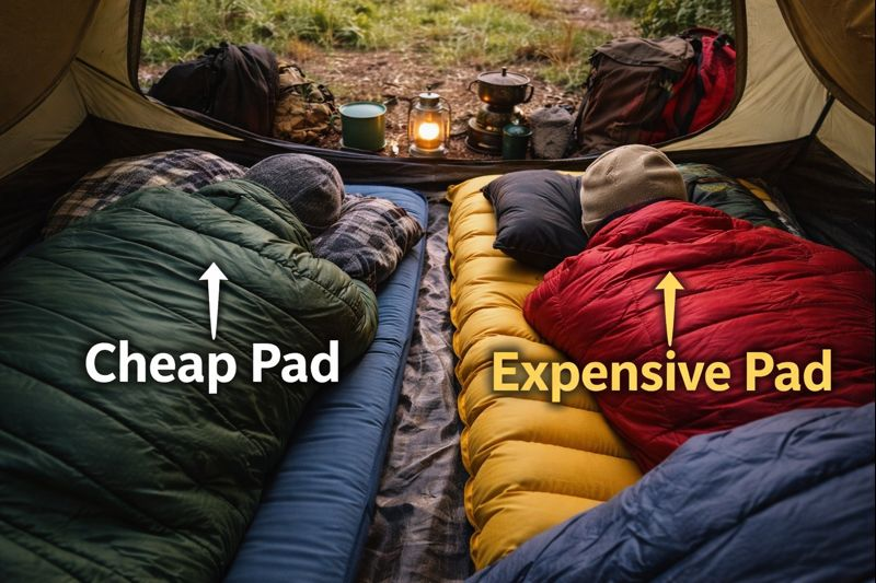 cheap vs expensive camping sleeping pads